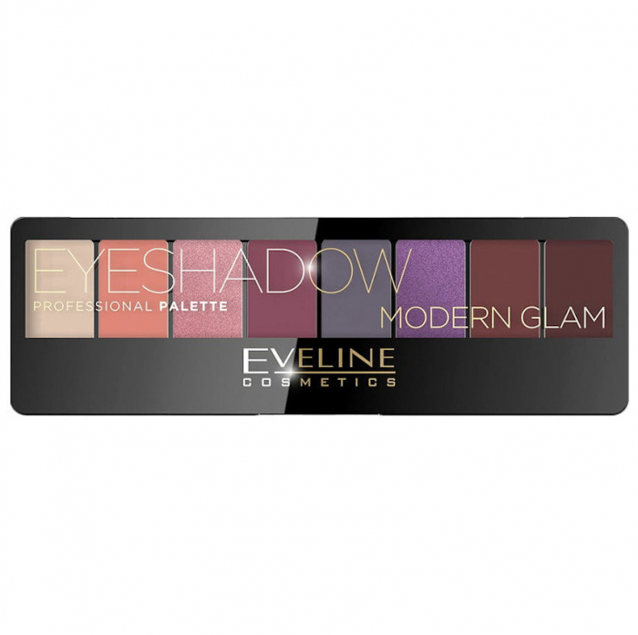 Paleta profesionala de farduri eveline modern glam eyeshadow palette 8 nuante