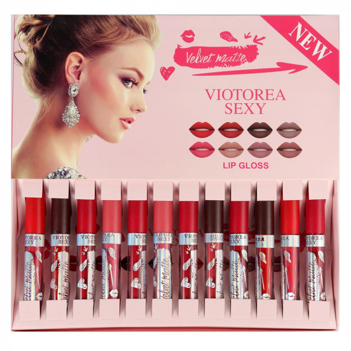 Set Cadou Rujuri Lichide Mate Velvet Matte Lip Set, 12 Culori