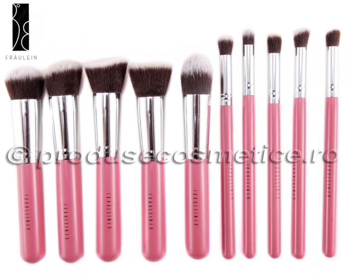 Set de 10 Pensule Profesionale FRAULEIN38 Top Quality Kabuki Pink